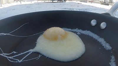 Frozen egg in the cold