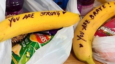 Bananas with handwritten messages