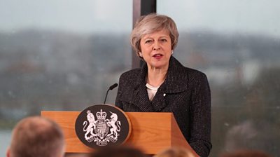 Theresa May gives her speech in Belfast