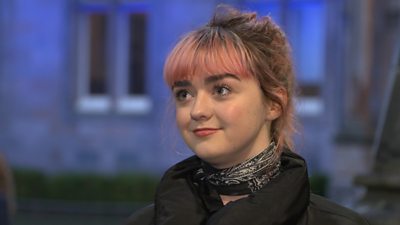 Game of Thrones star Maisie Williams talks at a University of St Andrews careers event.