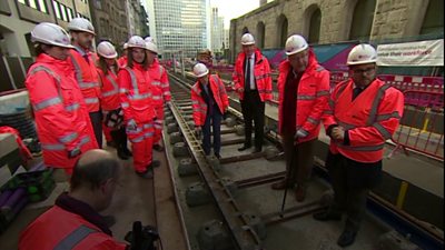 West Midlands mayor Andy Street helped lay the tracks