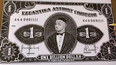 A drawing of a 'One Billion Dollar' note