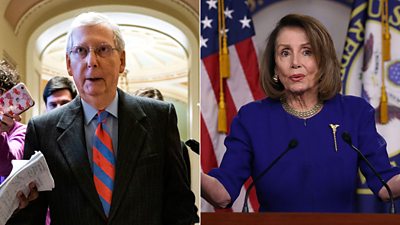 Top Democrats react after Senator Mitch McConnell says Mr Trump will declare an emergency on border.