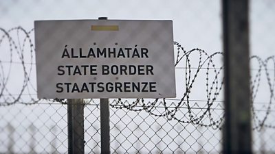 The border fence between Hungary and Serbia