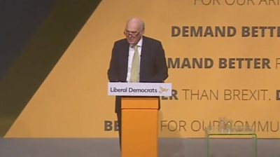 Sir Vince Cable speaking at party conference