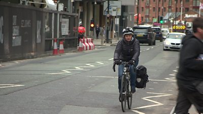 Cyclist in Manchester