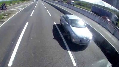 Car being driven down wrong way on M1