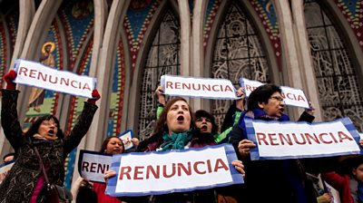 Anti-Catholic Church protesters in Chile
