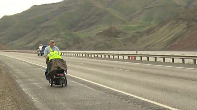 Veteran Jim Novak walking