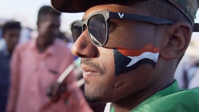 A Sudanese protester