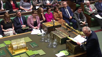 PMQs scene with Labour and Tory frontbenches