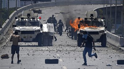 Protestors attack National Guard vehicles