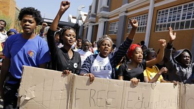Students protesting at Wits University in South Africa - September 2016