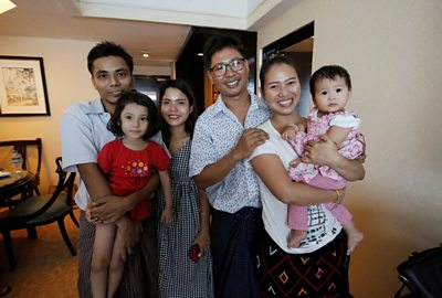 Wa Lone and Kyaw Soe Oo reunited with families