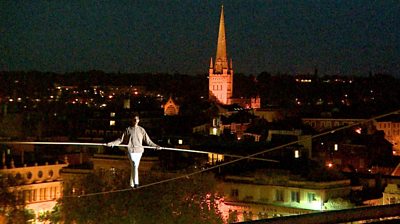 Chris Bullzini on Norwich high wire