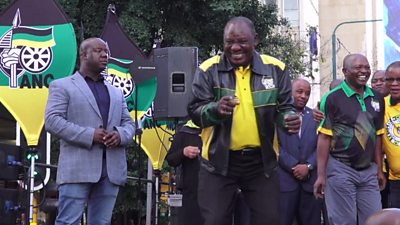President Ramaphosa dancing after election victory