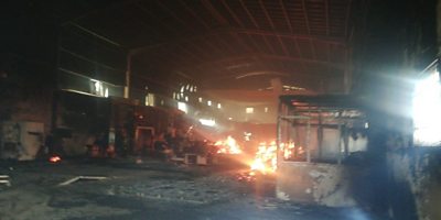 A factory targeted by a mob in Sri Lanka