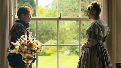 Writer and Director Sally Wainwright on the set with Sophie Rundle, who plays Ann Walker.