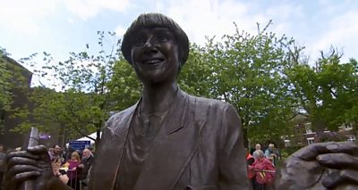 The two-metre high sculpture was unveiled in her home town of Bury.