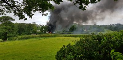 Warning after Wrexham garden fire sets 150 tyres alight