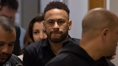 Neymar leaves a police station in Rio de Janeiro