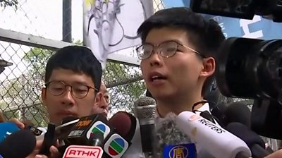Joshua Wong outside prison