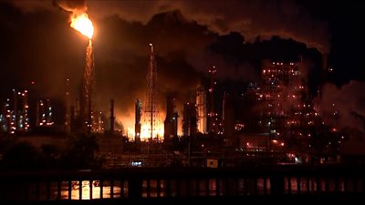 An early morning explosion woke locals and shook homes near a Philadelphia refinery when it caught fire.