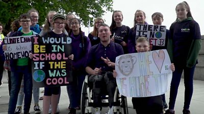 Martin with school kids at climate change march