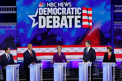 The first U.S. 2020 presidential election Democratic candidates debate in Miami, Florida, U.S