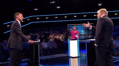 Boris Johnson and Jeremy Hunt during debate
