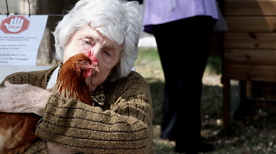 Irene Fleming and chicken