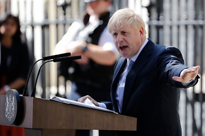 Boris Johnson speaking outside 10 Downing Street