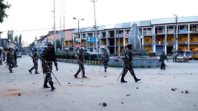 Indian security forces in Srinagar