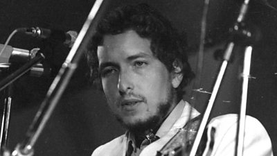Bob Dylan in concert at the Isle of Wight Pop Festival in 1969