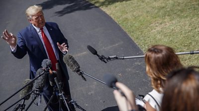 Trump talks to reporters