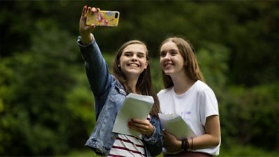 Pupils receive their GCSE results, with a slight increase in A*-C grades since last year.