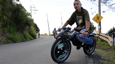 Young men from poor neighbourhoods of Medellín, Colombia risk their lives riding specially adapted pushbikes down perilous mountain roads.