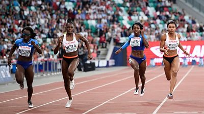 The Match: GB's Neita wins women's 100m - BBC Sport