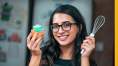 Sana Sodawala with a cupcake