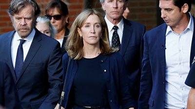 Felicity Huffman leaves court