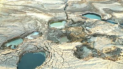 Dead Sea puddles of water
