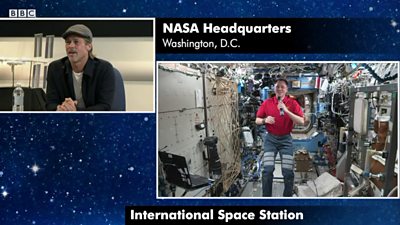 Brad Pitt speaks to astronaut