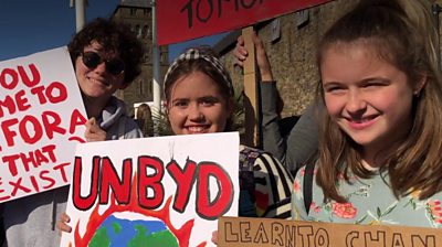 Children protesting in Cardiff