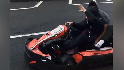 Go kart on the road in Newport