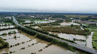 Drone footage shows extent of Leicestershire flooding