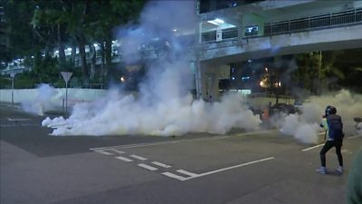 Tear gas thrown at protesters