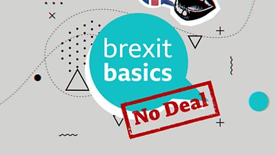 Speech by bubble saying Brexit basics with a no-deal stamp across it