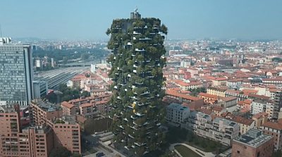 A vertical forest tower block in Milan