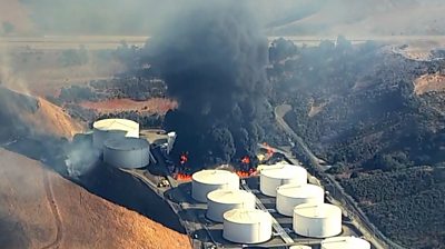 Two large fuel tanks were destroyed after an explosion at the facility in Crockett, California.