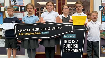 School children have written a letter to big companies telling them to tackle plastic pollution.